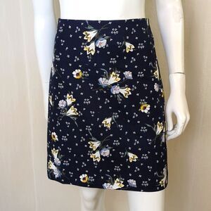 NWT Loft Navy Print Cotton Pique Summer Skirt Size 4